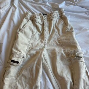 Urban Outfitters Cream Cargo Fit Pants